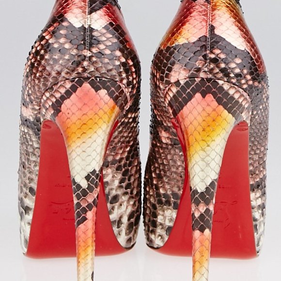 CHRISTIAN LOUBOUTIN Python 120 Peep Toe Pumps - Picture 3 of 8
